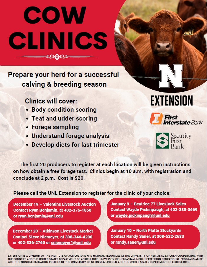 Cow Clinic To Be Held In Beatrice on January 9th Nebraska Extension